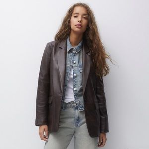 Pull&Bear Brown Leather Blazer